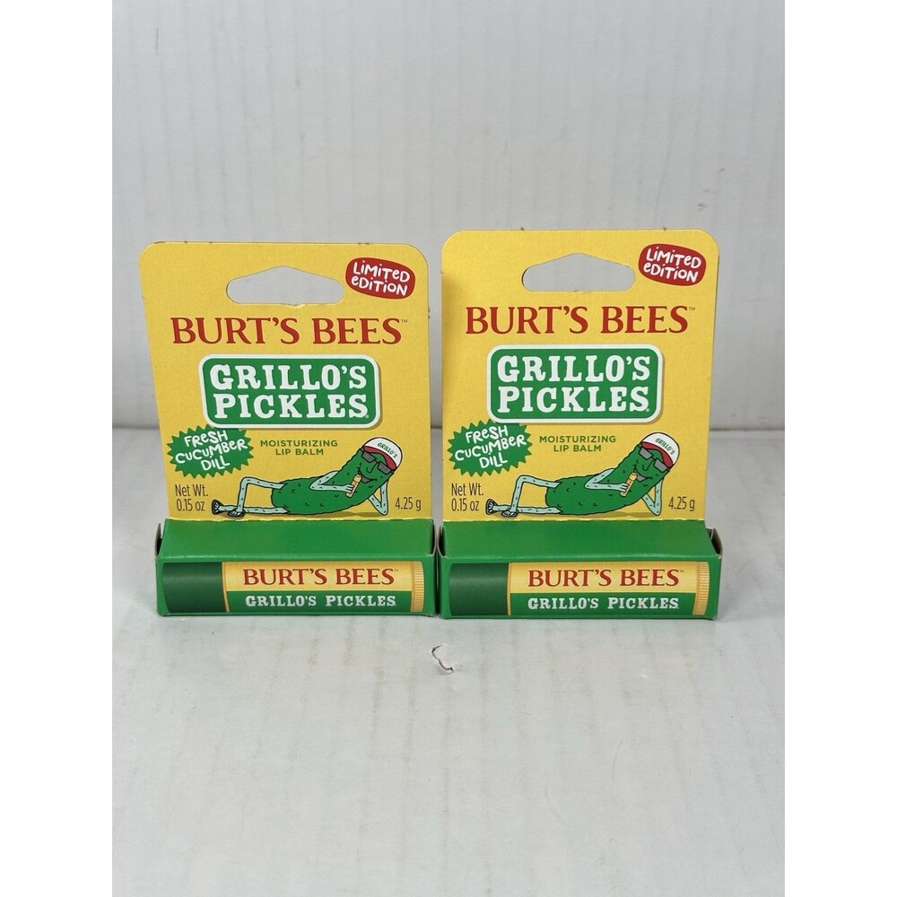 Lot Of 2 - Burt's Bees GRILLO’S PICKLES Cucumber Dill Lip Balm Limited Edition
